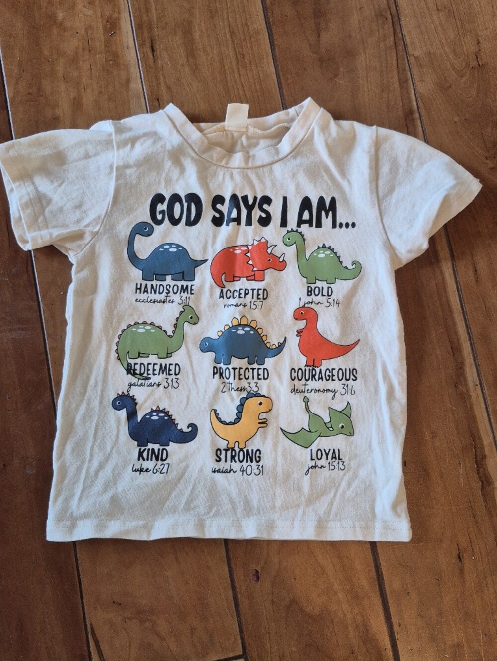 Boy T-Shirt 'God Says I Am' Dinosaur